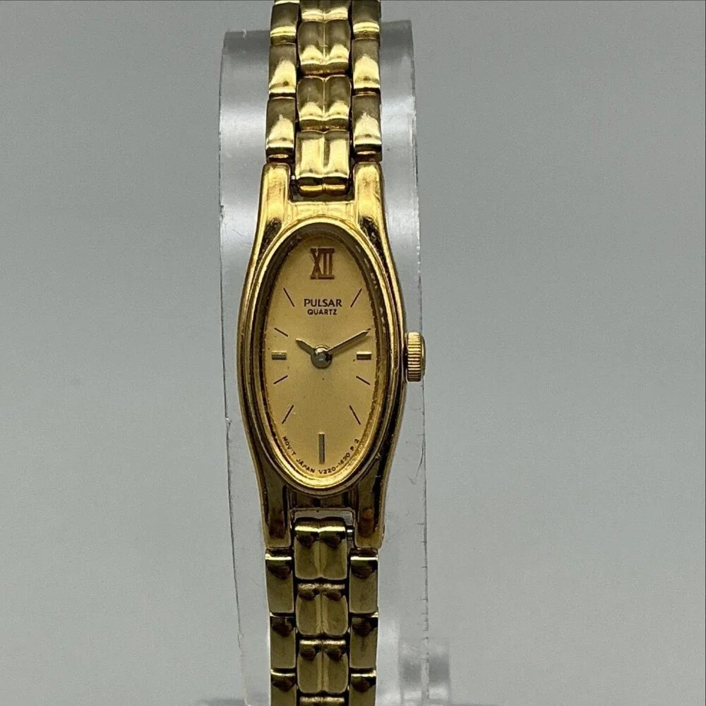Vintage Pulsar Womens Watch 12mm Oval Gold Tone V220-6190 New Battery